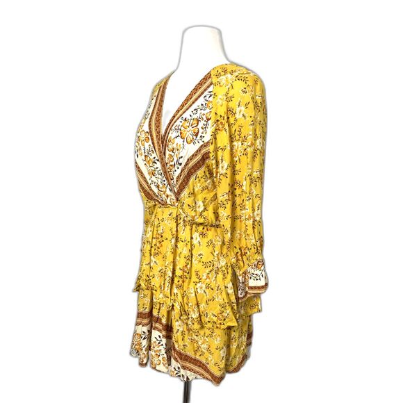 Umgee Floral Border Print Layered Mini Dress Summer Boho A‑Line Sz S - Picture 12 of 15